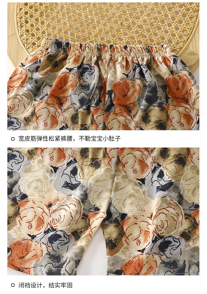 2025 Boys Summer Shirt Set New Casual Short Sleeve and Shorts Hong Kong Style Childrens Clothing Summer Outfit for Kids