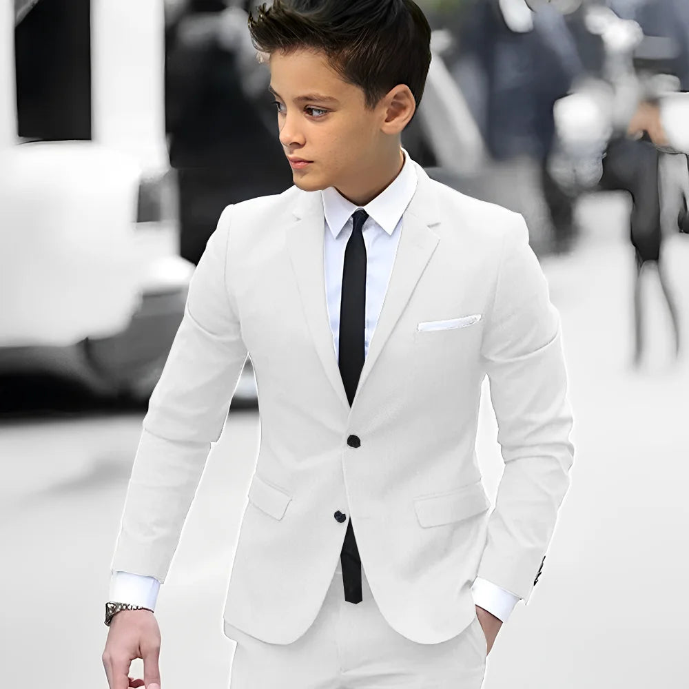2 Piece Light Gray Boy Tuxedos For Wedding Notched Lapel Custom Kids Trim Fit Groomsmen Boy Suits