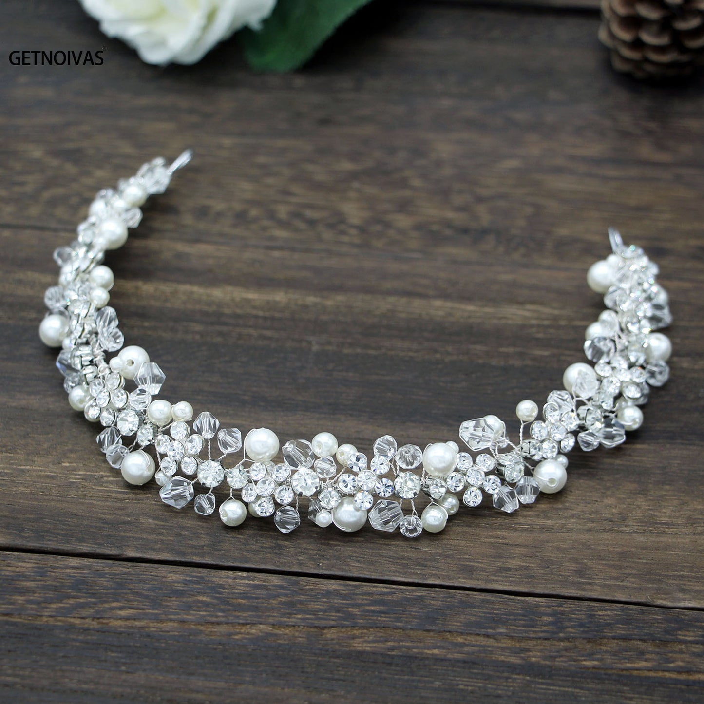 Bridal Wedding Headbands Full Pearl and Rhinestones Tiaras Hairbands For Women Bride Bridal Wedding Hair Accessories Jewelry