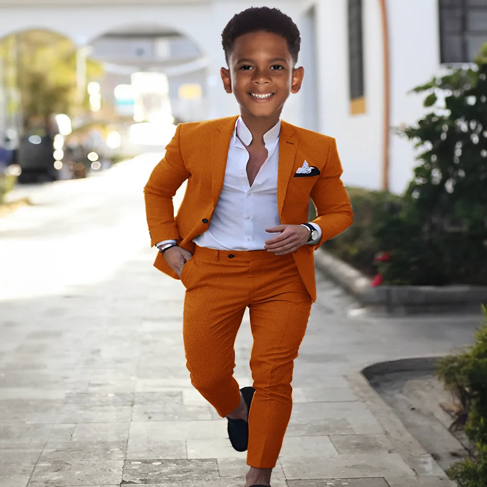 Summer Linen Boys Suit 2 Piece Set Peak Lapel Jacket Pants Wedding Tuxedo Kids High Quality Custom Outfit