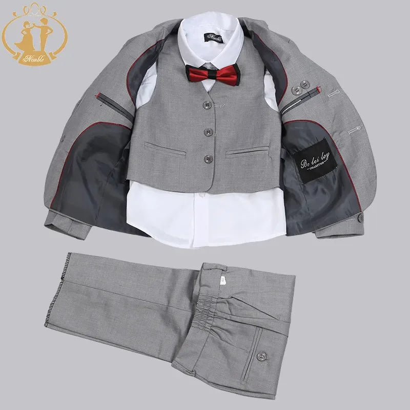 Boys Formal Suit Three Pieces Hot Sale Classical Kids Winter Wear Flat Single Breasted Baby Boy Clothes Formal Boys