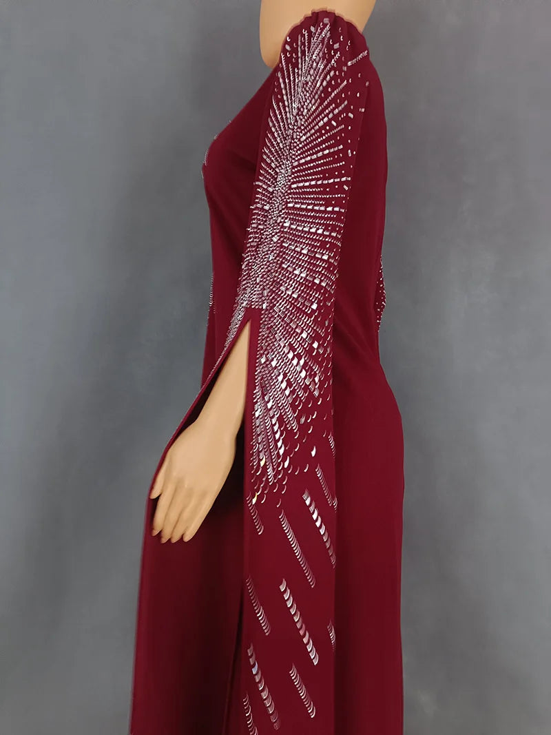 African Women Light Luxury Senior Sense Evening Dress Dubai Muslim High Quality Fashion Sequins Maxi Dresses Elegant Slim Abayas