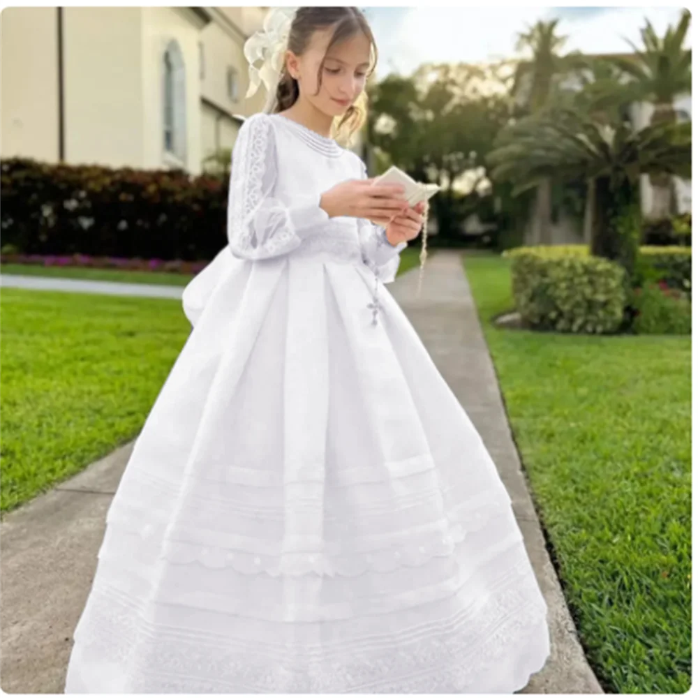Lavender Flower Girls Dress Luxury With Bow Beading Butterfly Ball Gown Flowers Golden Applique For Birthday Party Gown