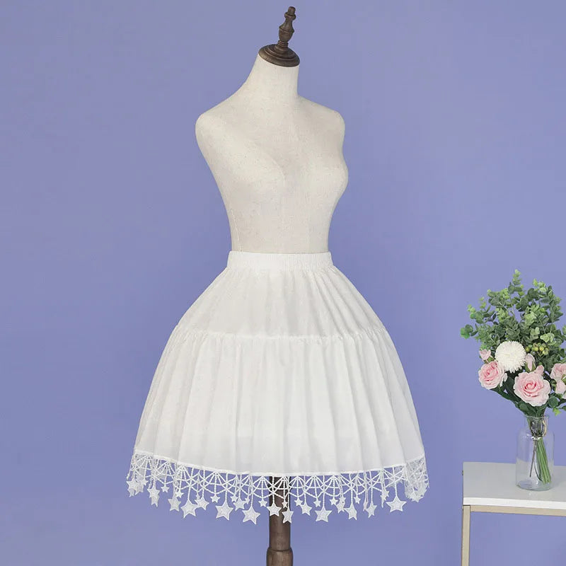 Girls Ruffled Short Petticoat with/no Hoop Solid Color Fluffy Bubble Tutu Skirt Puffy Half Slip Prom Crinoline Underskirt