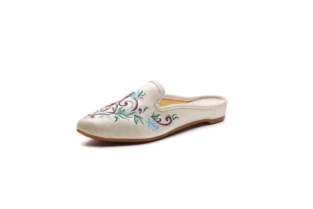 Summer Harajuku Chinese Style Women's Slippers Casual Vintage Embroidery Women Shoes Ethnic Style Fashion Streetwear Sandales