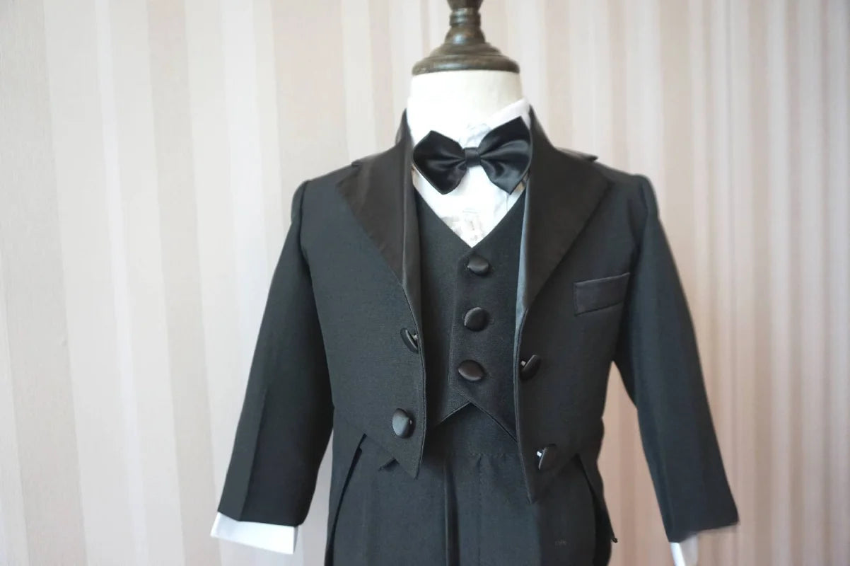 Boys Wedding Birthday Party Blazer Tuxedo Baby Boy Christening Outfit Coat Shirt Pant Vest BowTie Gentleman Suit Baptism Clothes