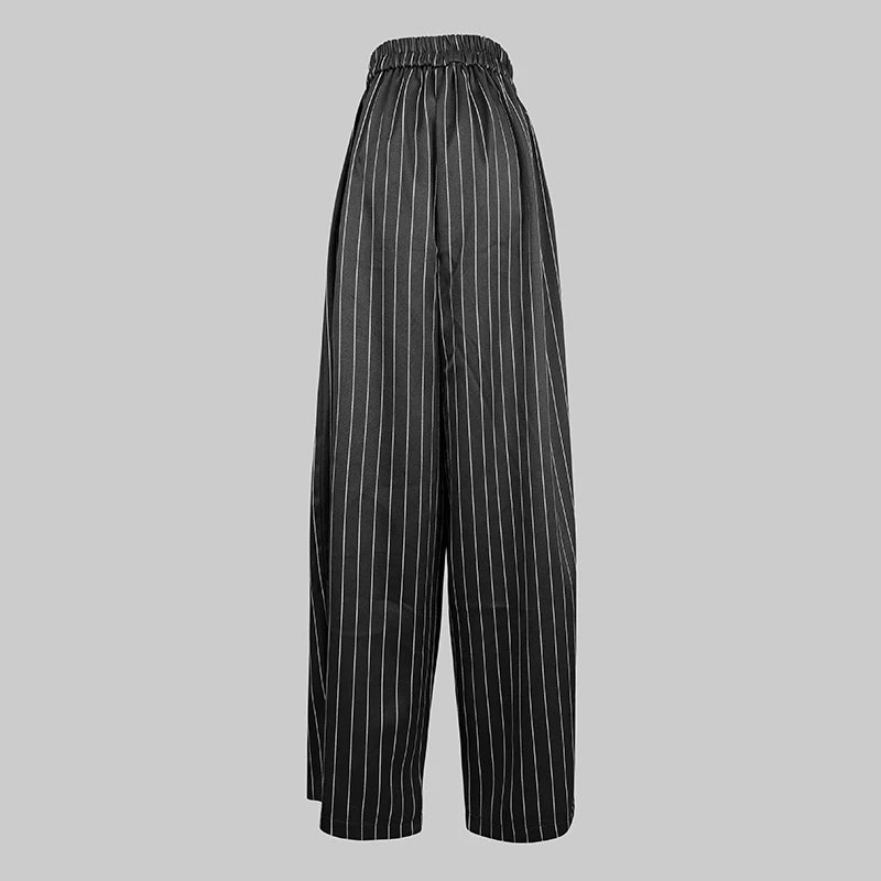 Modigirl Fall Women's Retro Striped Loose Wide-leg Pants 2025 Spring Summer High Waist Urban Fashion Outfit Long Trousers Female