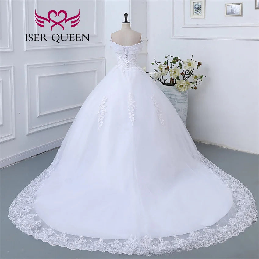 Customized Crystal Beaded Quality Ball Gown Wedding Dress For Bride Plus Size Civil Wedding Dress 2025 With Train WX0366