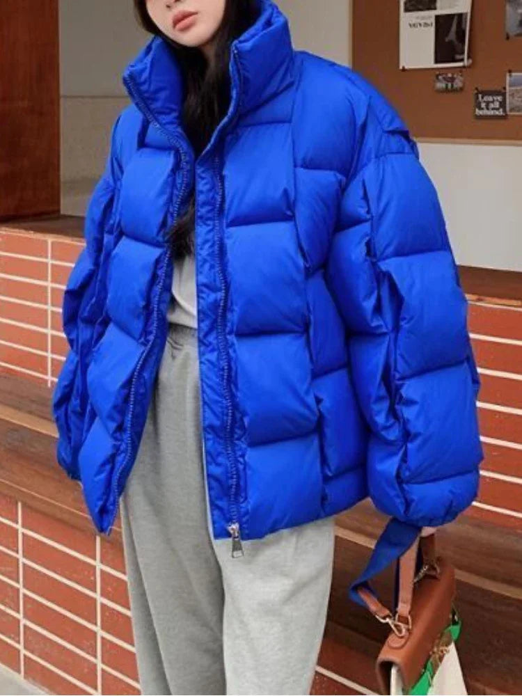 Winter Jackets for Women 2025 Thick Warm Loose Fashion Quilted Jacket Women Interchange Design High Street Green Winter Coat