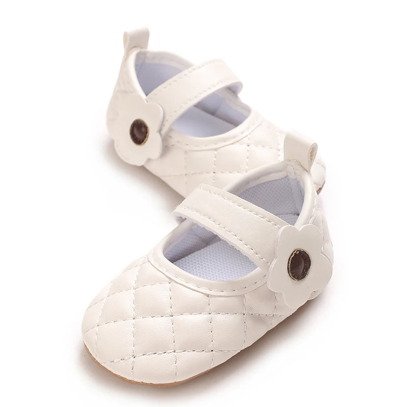 VALEN SINA 0-18 Months Newborn Girl White Baptism Shoes Bow Non-slip Rubber Soft-Sole Flat PU First Walker Mary Janes