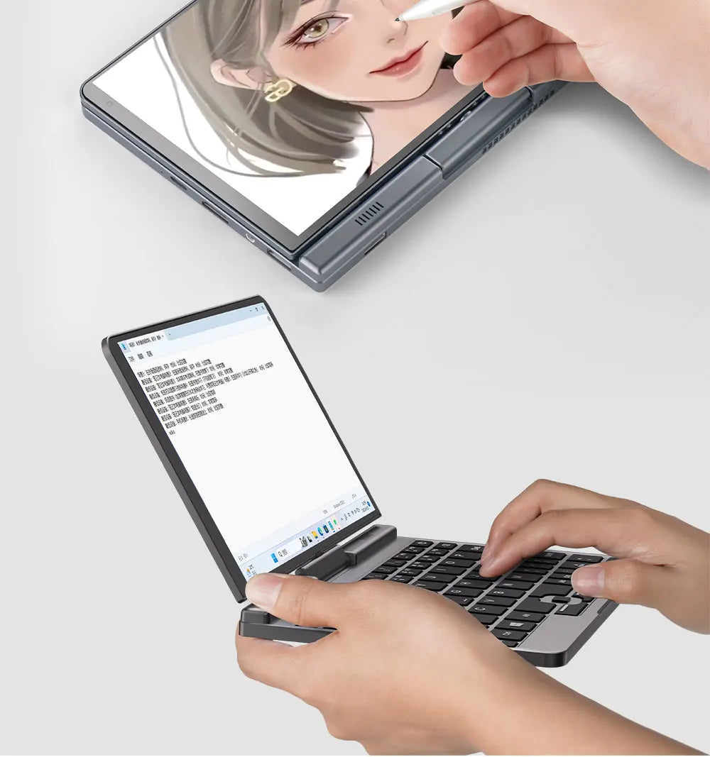 Mini Laptop 8 inch HD Touch Screen Mini Computer Windows 11 Pro Intel N100 4 Cores 2-in-1 Pocket PC 12GB LPDDR5 RAM 1TB M.2 SSD