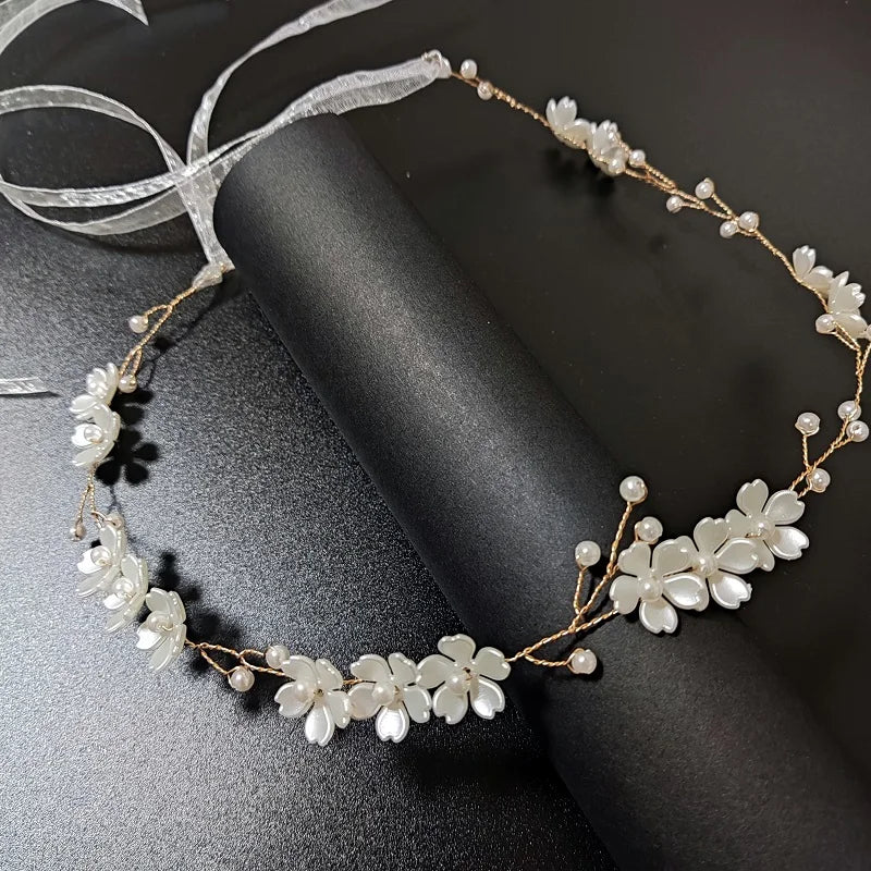 Bridal Bridesmaid Flower Girls Diamante Crystal Pearl Headband Rhinestone Wedding Prom Tiara Women Hair Accessories
