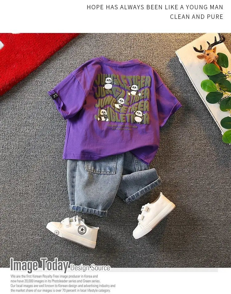 Summer Boys Clothing Set New Baby Children's Cartoon Short Sleeve T-shirt Shorts Two Piece Fashion Boys' Leisure Sports Set