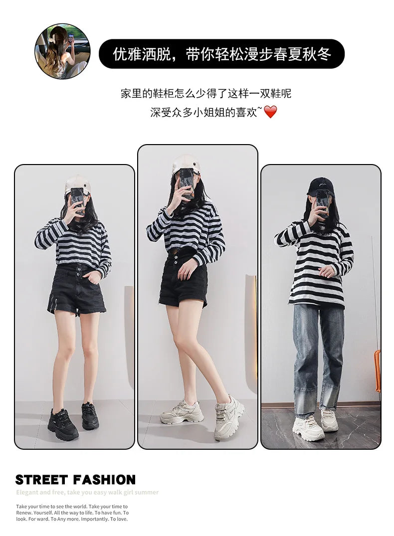 Sneakers for Women Autumn New Style, Korean Version Versatile Thick-Soled Single Shoes, Sports Shoes Running Casual Shoes