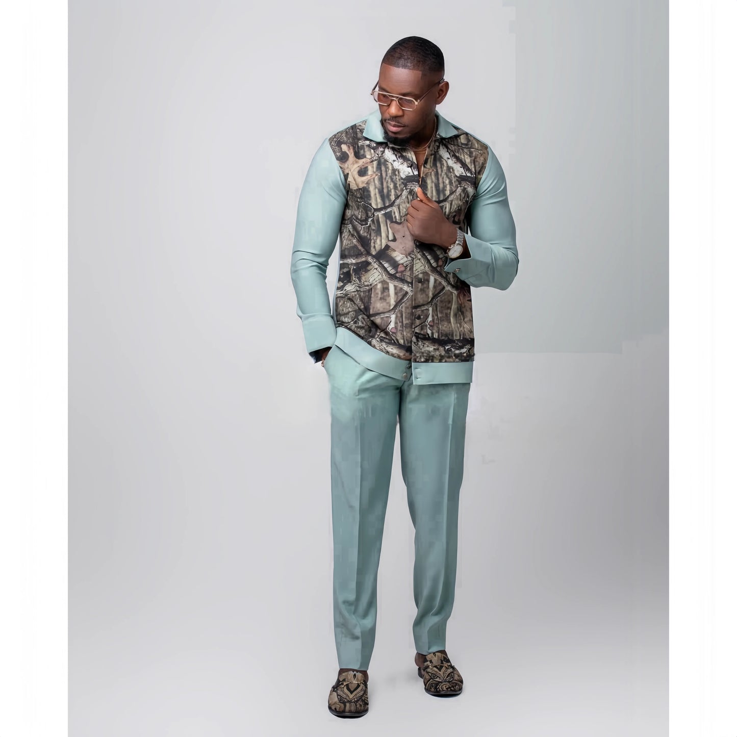 2025 new traditional men's suit luxury gentleman's shirt suit casual travel banquet men's two-piece set fashionable men's suit