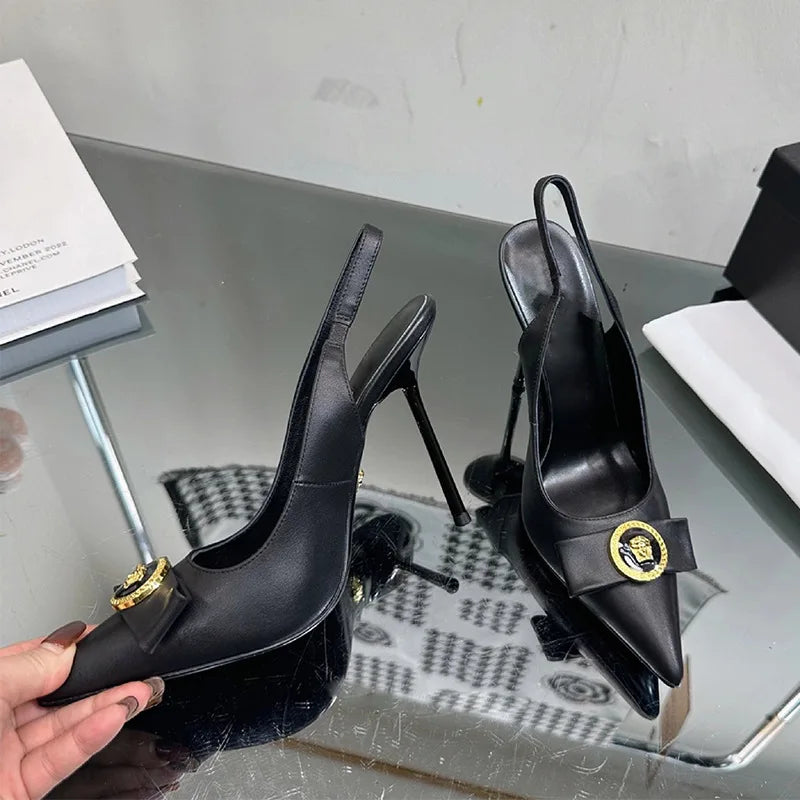 High Heels Women's Thin Heels Pointed French Temperament Bow Light Mouth Single Shoes Women