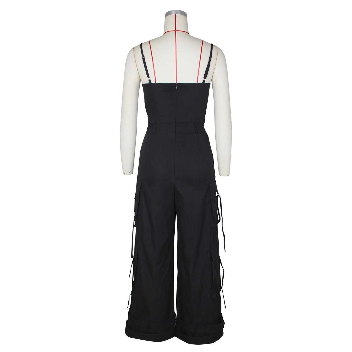 Women's Clothing 2025 Spring Summer New Sexy Sleeveless Solid Color Casual Multi Pocket Workwear Jumpsuit Wide Leg Pants