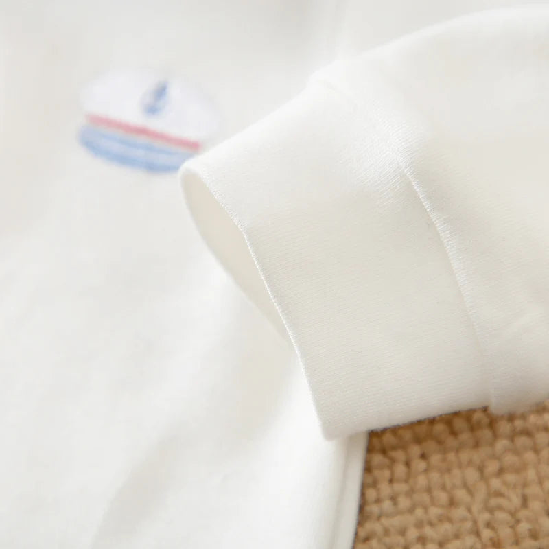 Spring and Autumn Boys' Cute Solid Gentleman Cotton Comfortable Casual Long Sleeve Baby Bodysuit