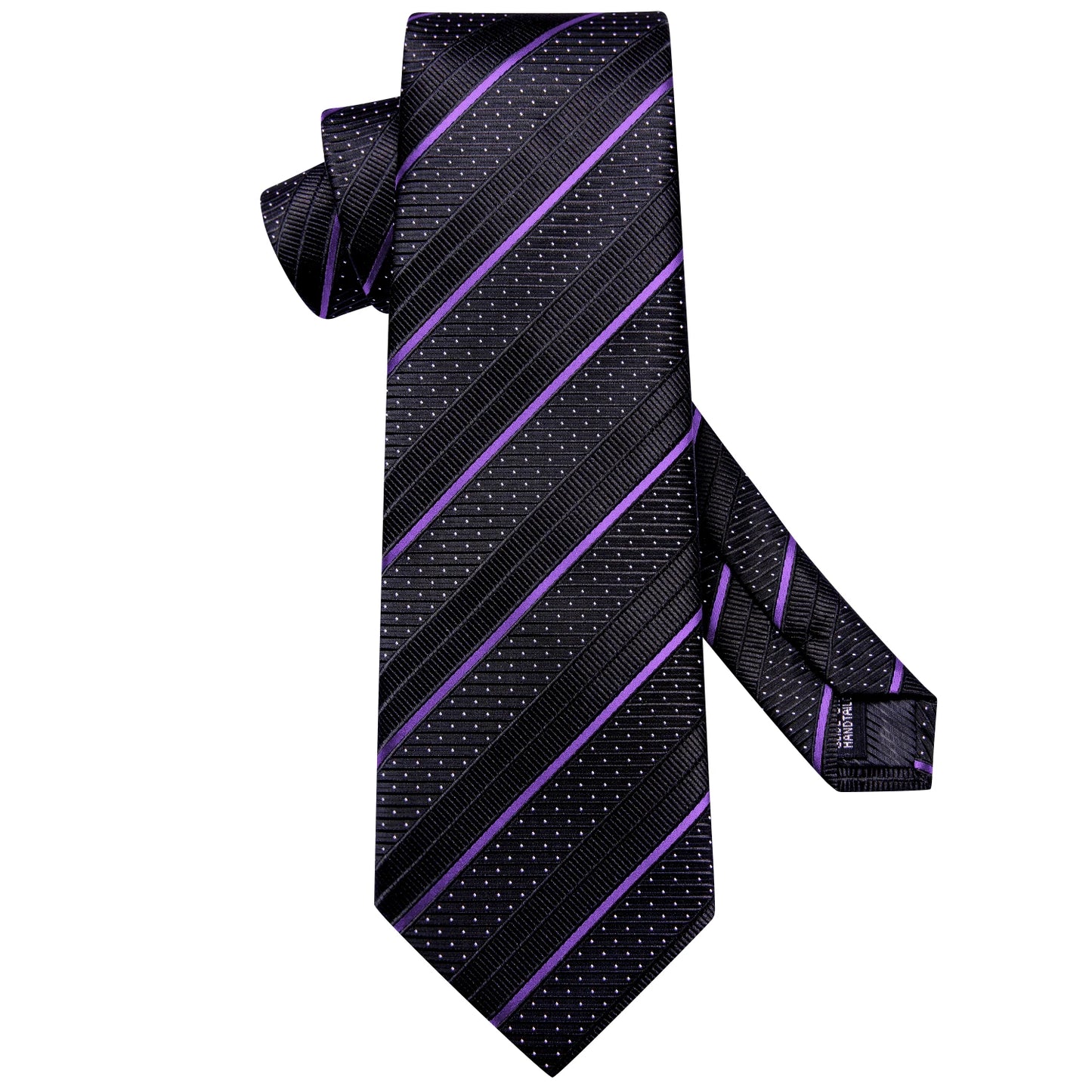 Hi-Tie Striped Black Purple Red Green Men Elegant Necktie Hanky Cufflinks for Tuxedo Fashion Classic Silk Luxury Tie for Man