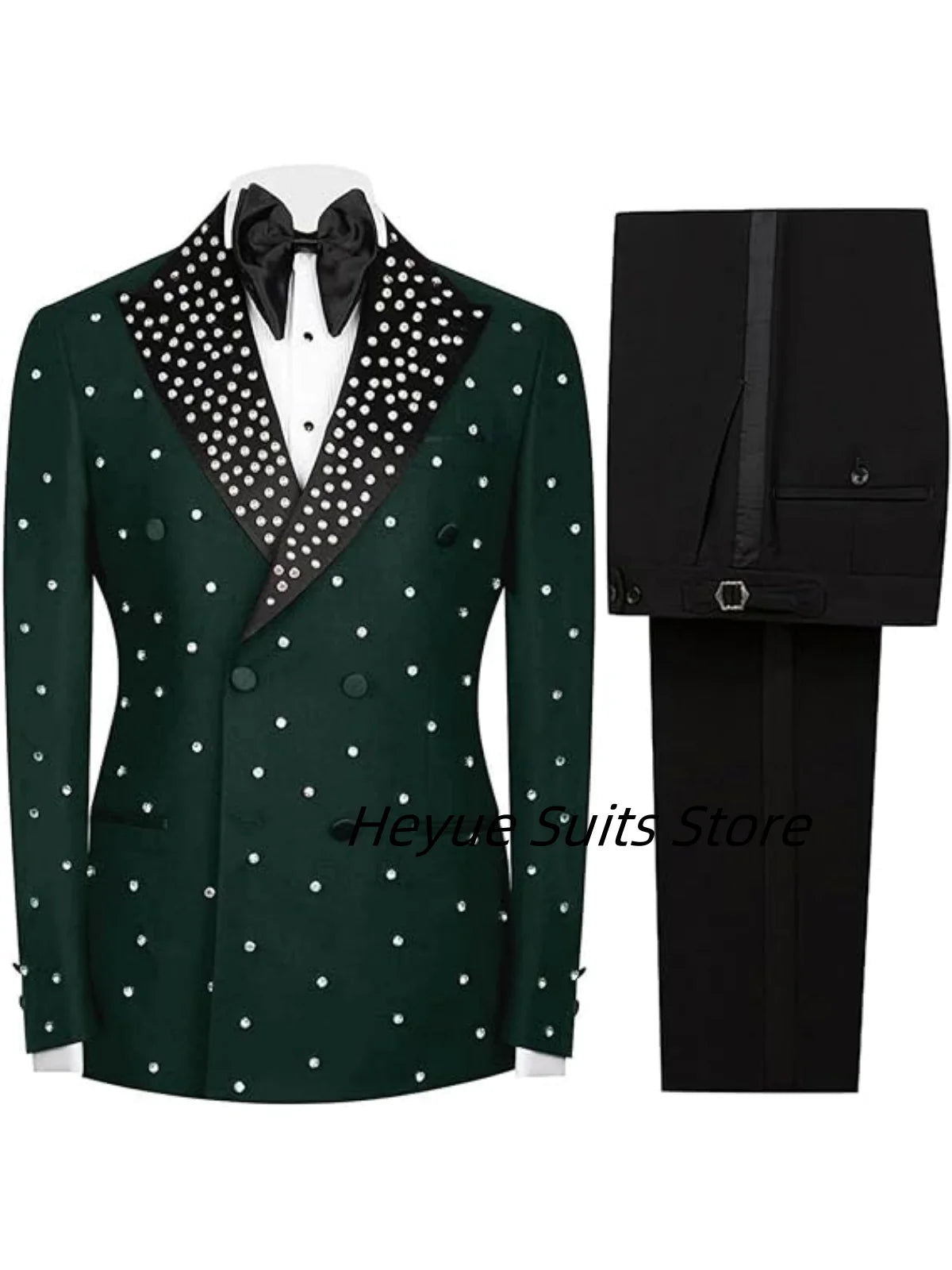 Luxury Shiny Diamond Double Breasted Men Suits Groom Wedding Party Tuxedos Custom Made Fashion Male Blazers Costumes Homme