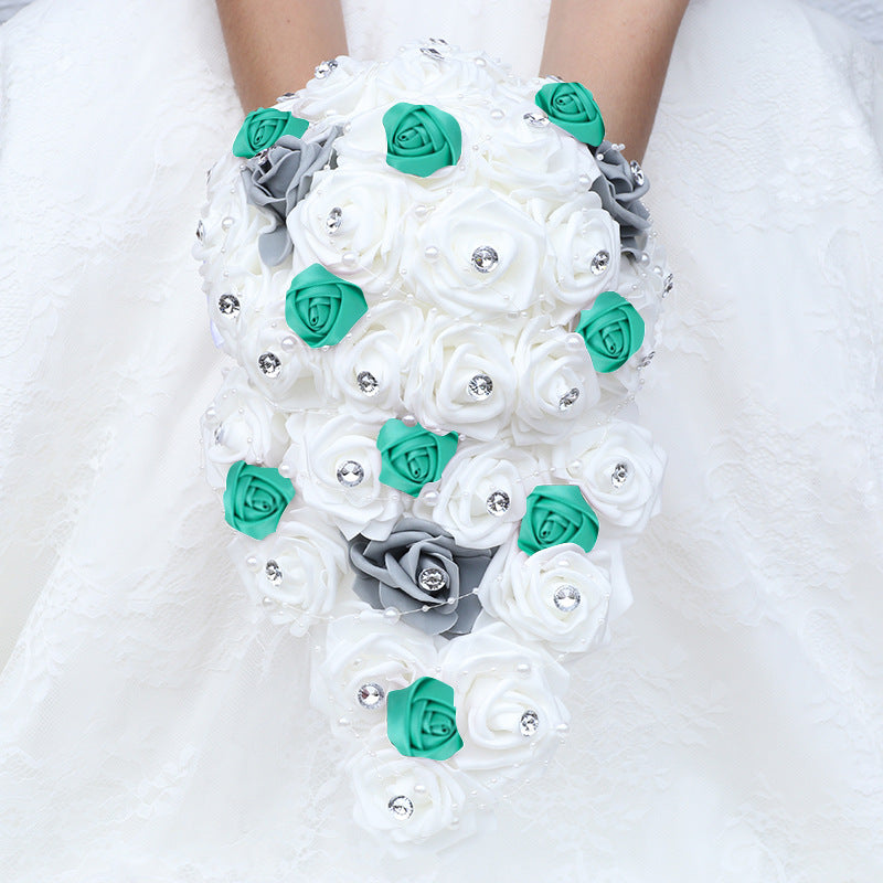 Waterfall New Wedding Bouquets for Bride and Bridesmaid Rose Rhinestones Hand Flower Party Wedding Decoration