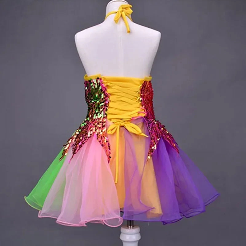 Summer Stage Princess Girls Casual Dresses Sequin Tutu Children Costume Robe Fille Party Baby Clothing Dance Kids Dress Vestidos