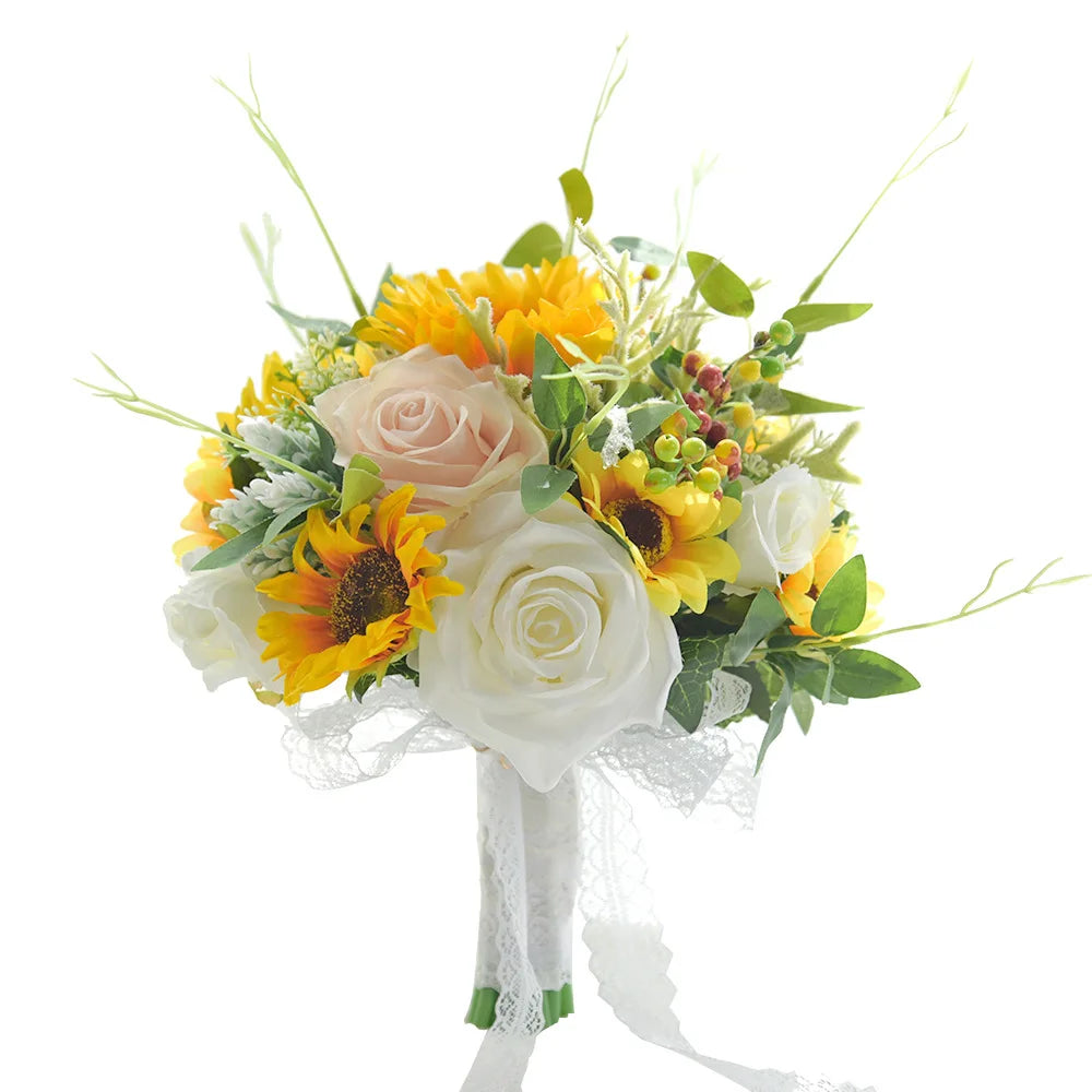 Wedding Supplies Sun Flower Sunflower Holding Flowers Artificial Flower Rose Bridal Bouquet Flower Bouquet Decoration