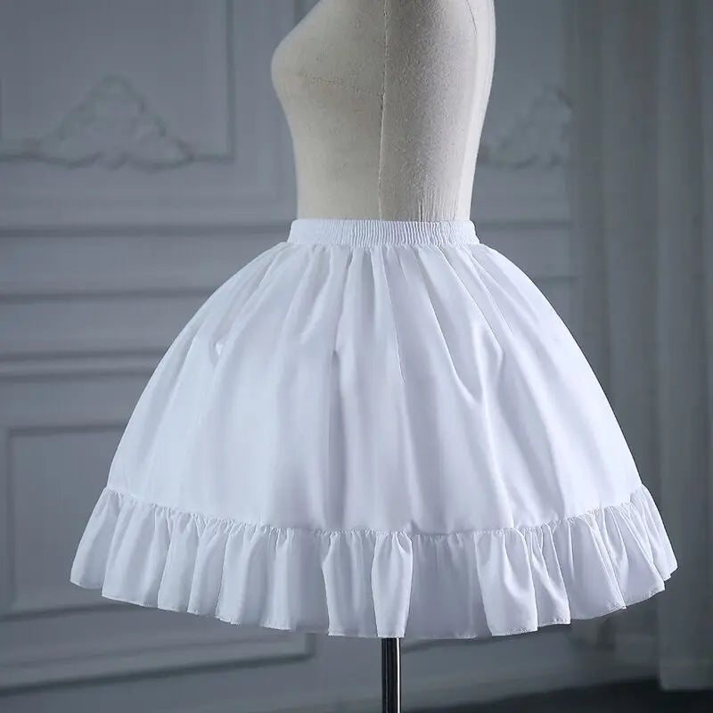 Girls Ruffled Short Petticoat with/no Hoop Solid Color Fluffy Bubble Tutu Skirt Puffy Half Slip Prom Crinoline Underskirt
