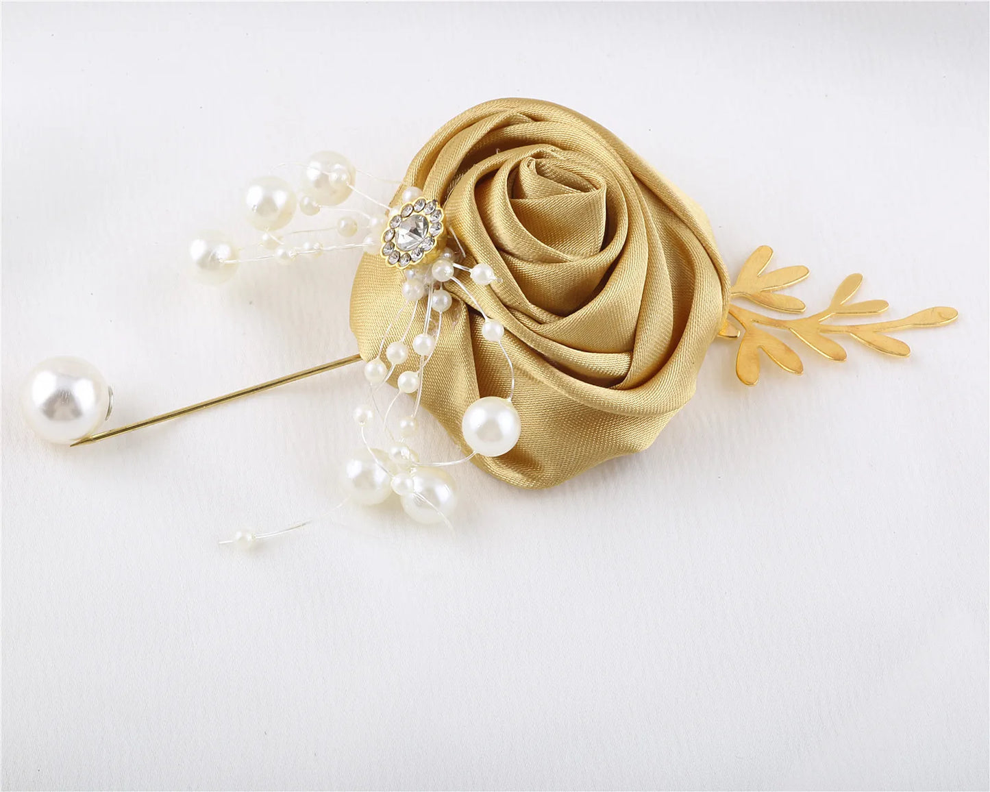 Gold Artifical Rose Flowers Bridesmaid Marriage Groomsman Boutonniere for Wedding Accessories
