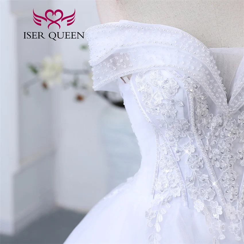 Customized Crystal Beaded Quality Ball Gown Wedding Dress For Bride Plus Size Civil Wedding Dress 2025 With Train WX0366