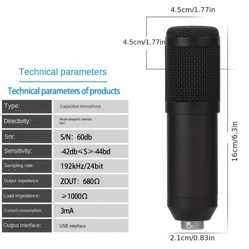 192kHz/24Bit Professional USB Microphone, Plug & Play PC Computer Condenser Cardioid Mic Kit with Sound Advanced Chipset for Streaming, Podcast, Studio Recording and Games