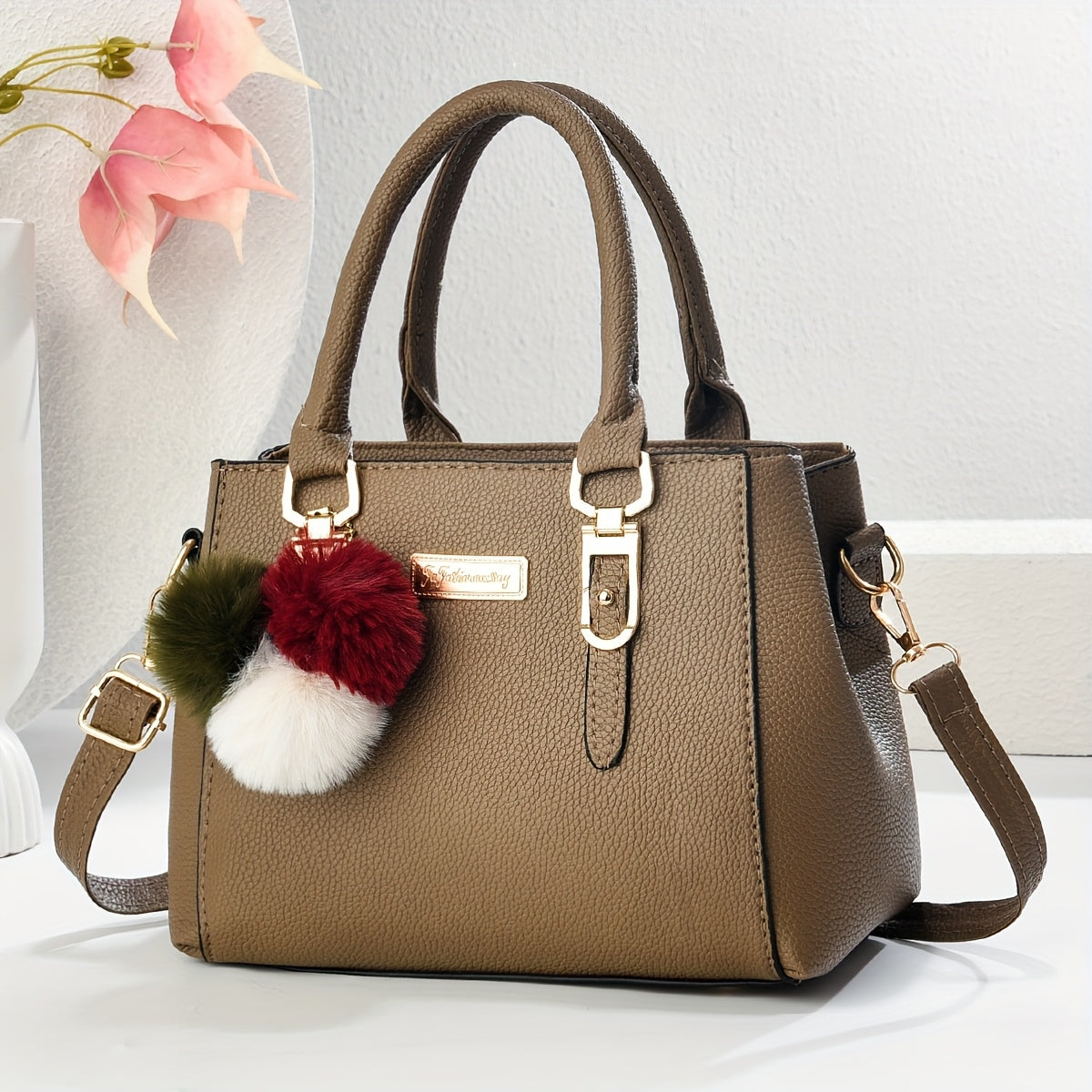 Elegant Mother'S Day Lady Bag, Large, New, Simple Fashion, Single Shoulder Sling Bag, Black, with Removable Strap and Zipper Closure, for Women, Gift