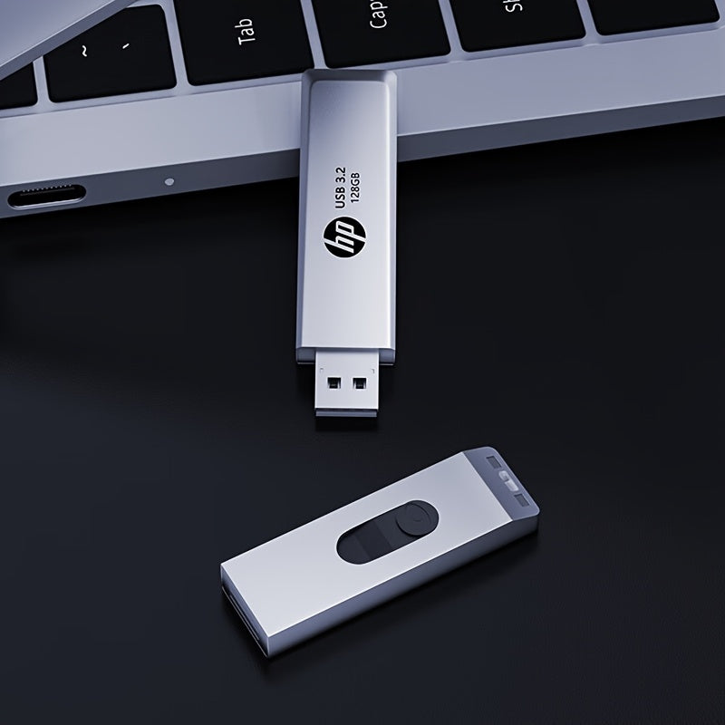 HP 32GB/64GB/128GB/256GB USB 3.2 Gen1 High-Speed Retractable Metal U Disk, Portable and Durable with Large Capacity for Data Transfer