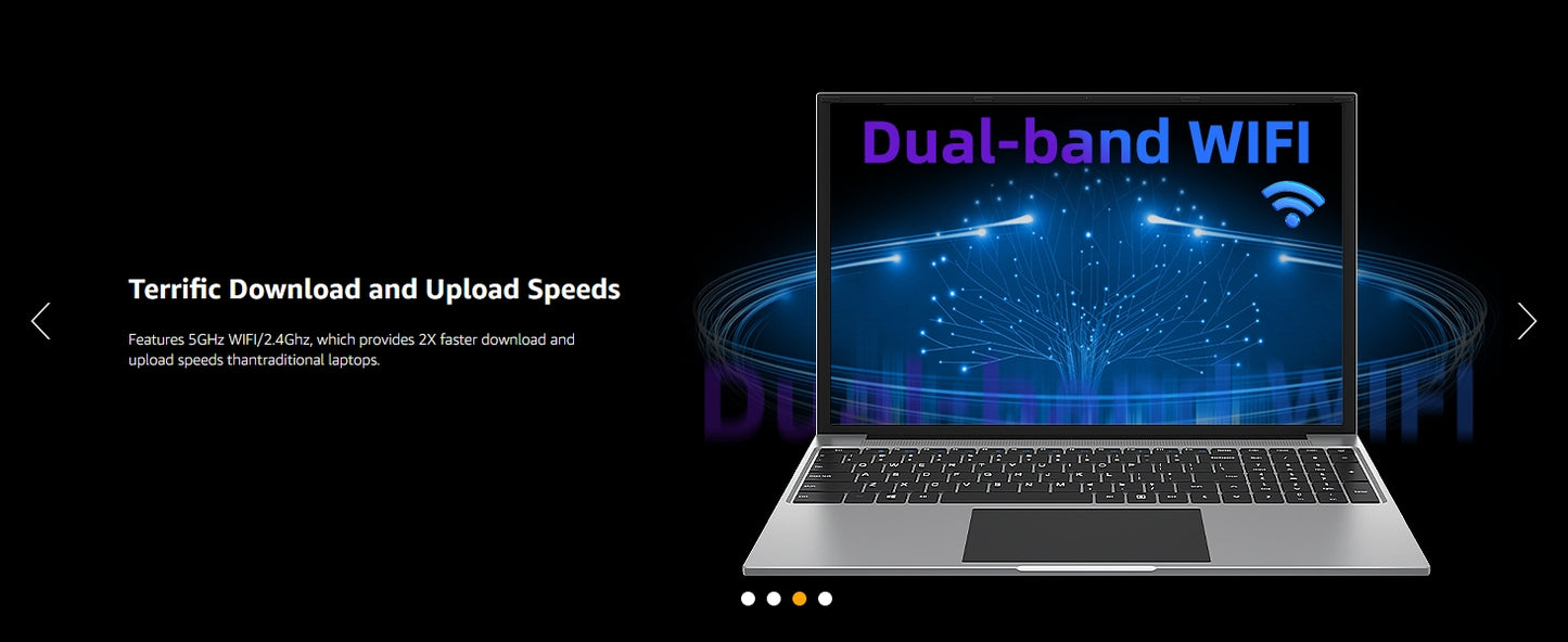Laptop 16 Inch, 16GB DDR5 512GB SSD, Quad Core N100 CPU, FHD IPS 1200P Display, Notebook Computers with Cooling System, 38WH Battery, 2.4G+5G WiFi.