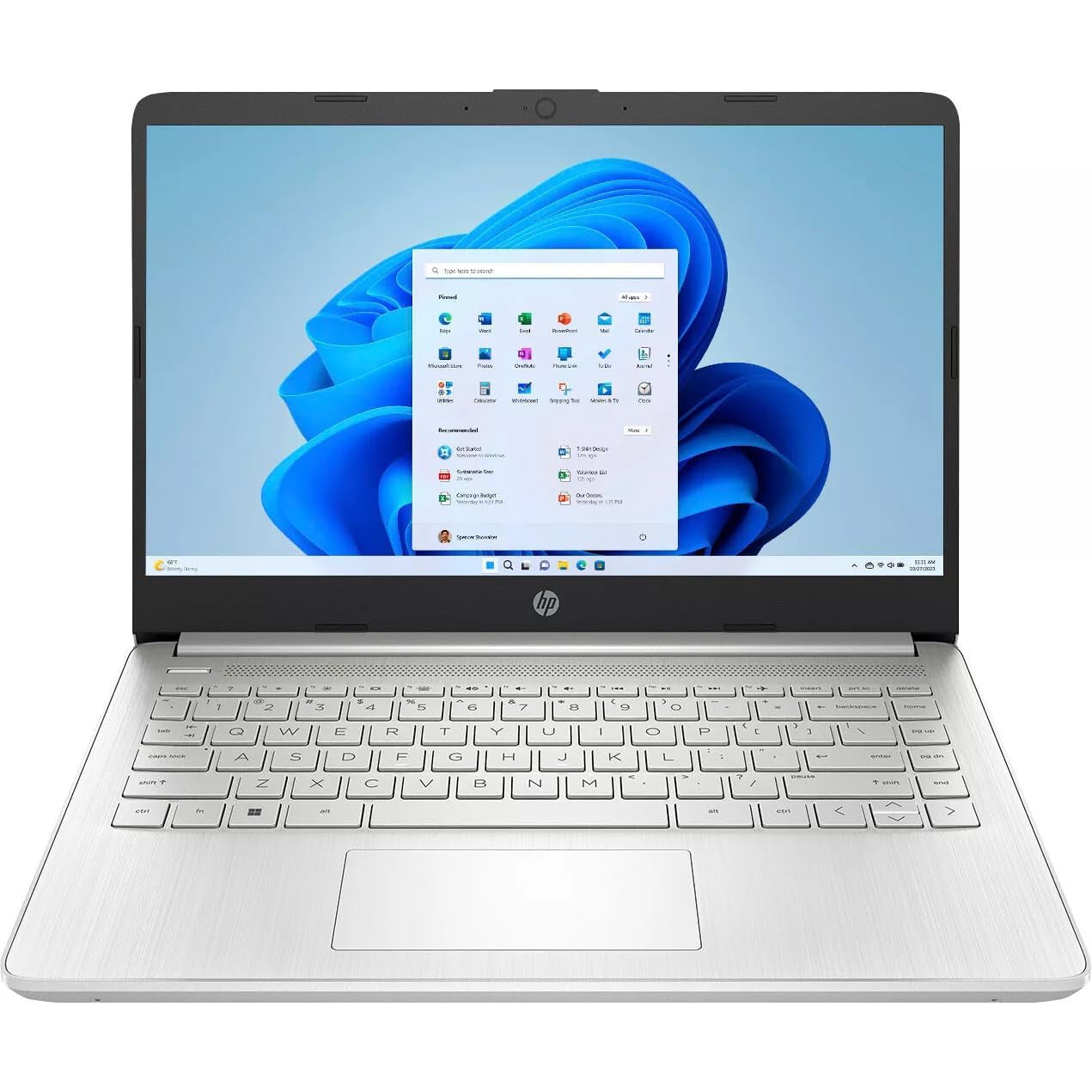 HP 14" Laptop For Student Business, With Office Lifetime License & Windows 11 S, Intel Dual-Core N4120, 16 GB RAM, 384 GB Storage(128GB EMMC+256GB Micro SD), Webcam, WiFi, Anti-Slip Mouse, Silvery