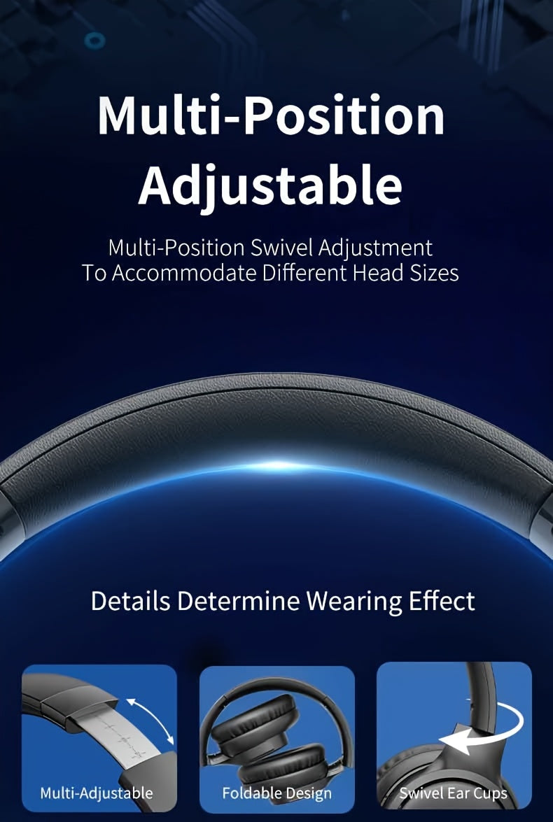 Over-Ear Headphones With Microphone, Lightweight Foldable & Portable Stereo Bass Headphones, Hands-Free Calling, Ideal For Gaming & PC & Mobile Phones Use, Gaming Headphones | Noise Isolating Headphones | Foldable Headphones