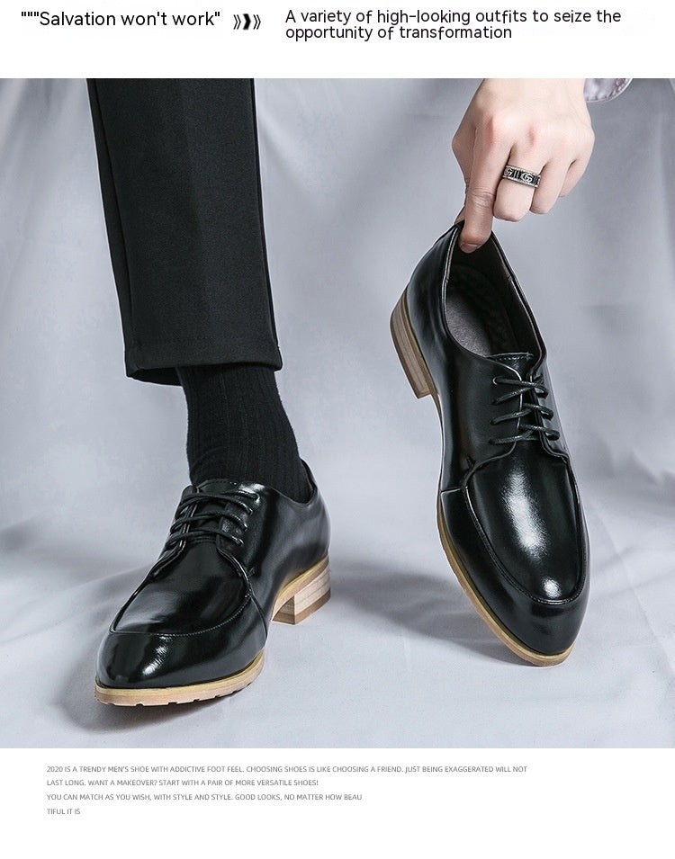 Pointed Wooden Heel Bottom Business Casual Formal men shoes Wear Pumps
