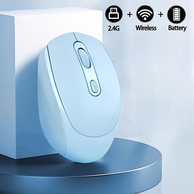 Congdi 2.4G Wireless Mouse - Ergonomic, Silent, Plug & Play for Laptops, PCs, Macs - Optical, Battery-Powered in Light Blue, Pink, Black
