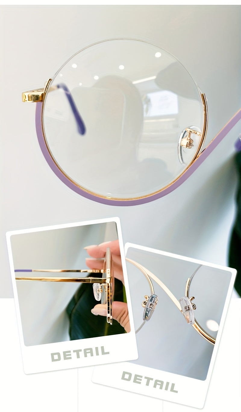 Blue Light Blocking Glasses Large Round Metal Frame Clear Lens Computer Glasses Optical Spectacles For Women Men