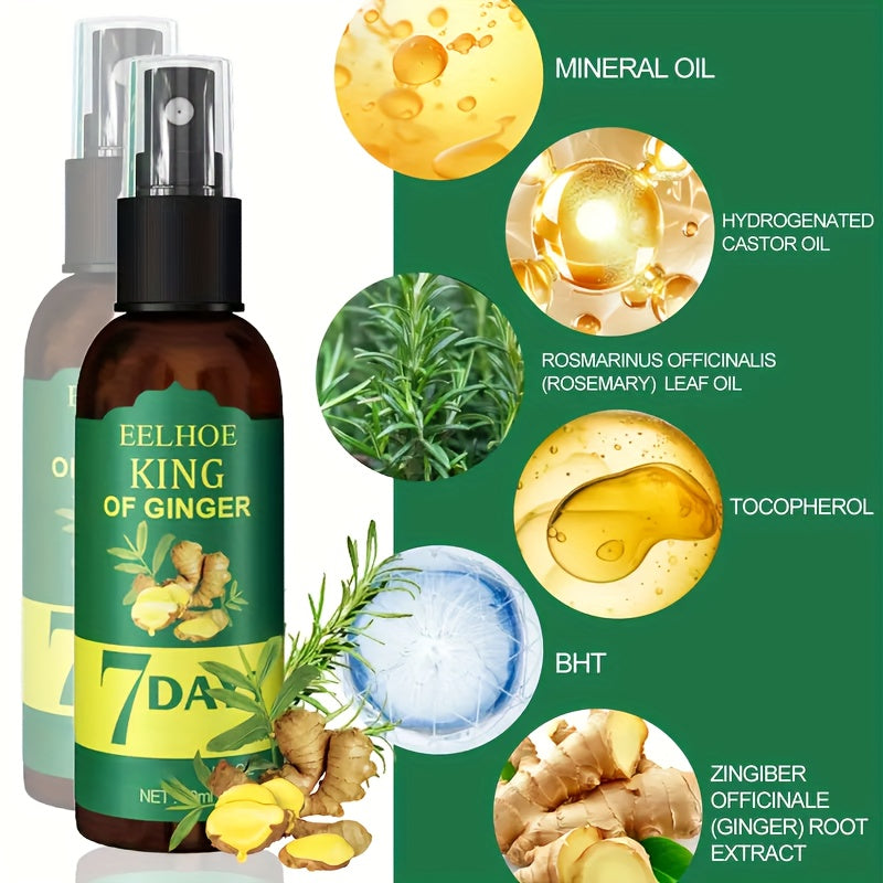 2pcs 7 Days Ginger Hair Spray, Ginger Hair Oil & Biotin Hair Serum - Specially Designed For Men & Women With Thin & Dry Damaged Hair - Essential Oil Hair Care Liquid.