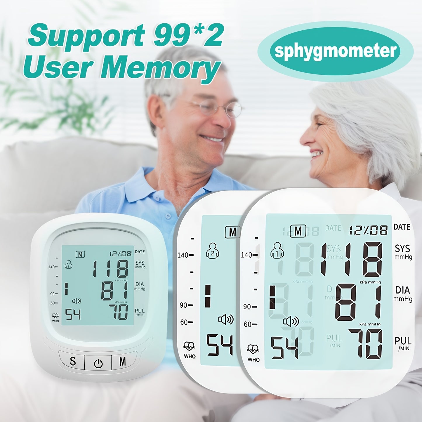 Blood Pressure Machine For Adults, Fully Automatic Blood Pressure Meter, Digital LCD Display, Simple Operation, Cuffs Can Be Adjusted, Suitable For Family High And Low Blood Pressure, Arrhythmia Test, Elderly Health Guards.Ba