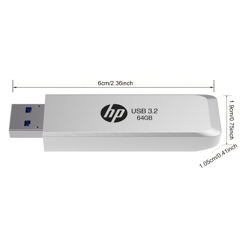 HP 32GB/64GB/128GB/256GB USB 3.2 Gen1 High-Speed Retractable Metal U Disk, Portable and Durable with Large Capacity for Data Transfer