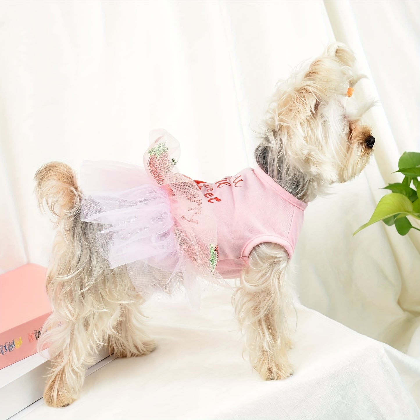 Dog Dress for Small Dogs Girl Summer Puppy Dresses Clothes Outfit for Chihuahua Yorkie Teacup Pink Dog Wedding Dress Holiday Cute Bowknot Pet Skirt Apparel for Cats Clothing