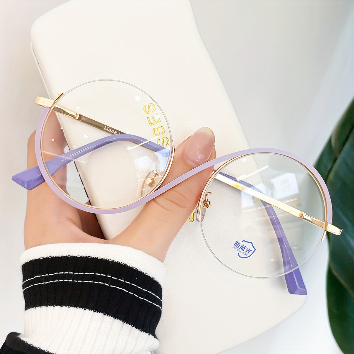 Blue Light Blocking Glasses Large Round Metal Frame Clear Lens Computer Glasses Optical Spectacles For Women Men