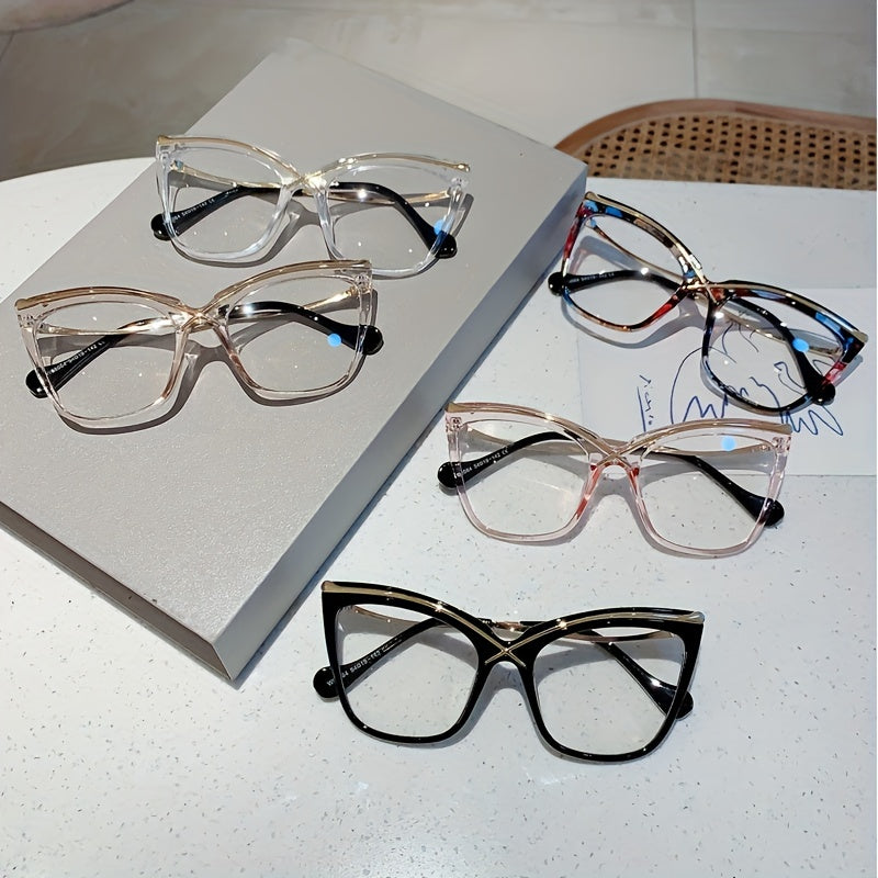 Fashionable Large Cat Eye Clear Lens Glasses for Women - Perfect for Computer Use and Decorative Purposes