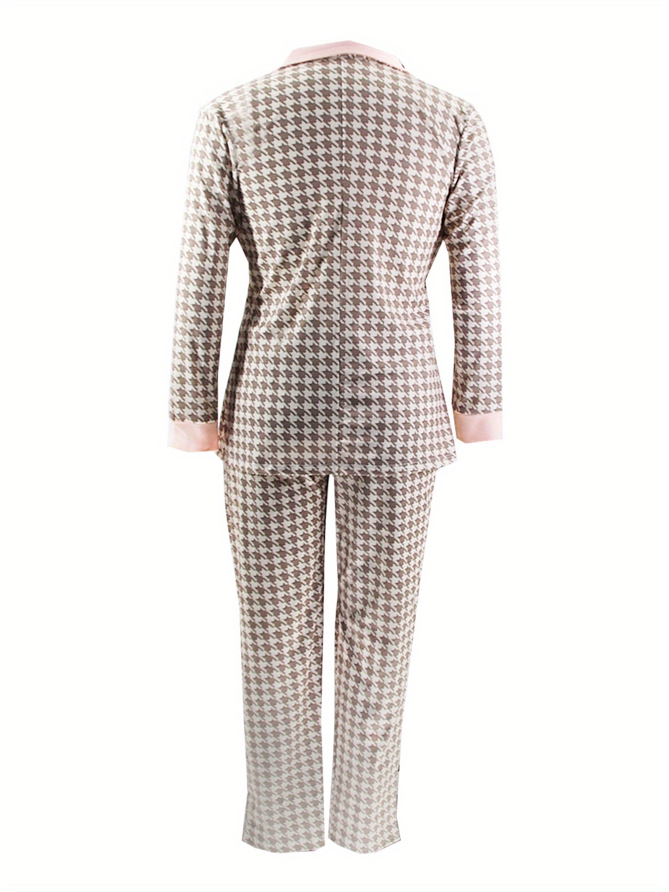 Women's Two-piece Suit, Thousand-bird Print Women's Suit, Cut Collar Design with Pockets, Suitable for Office Commuting OL Or Casual Wear, Using Elastic Polyester Material, Women's Clothing