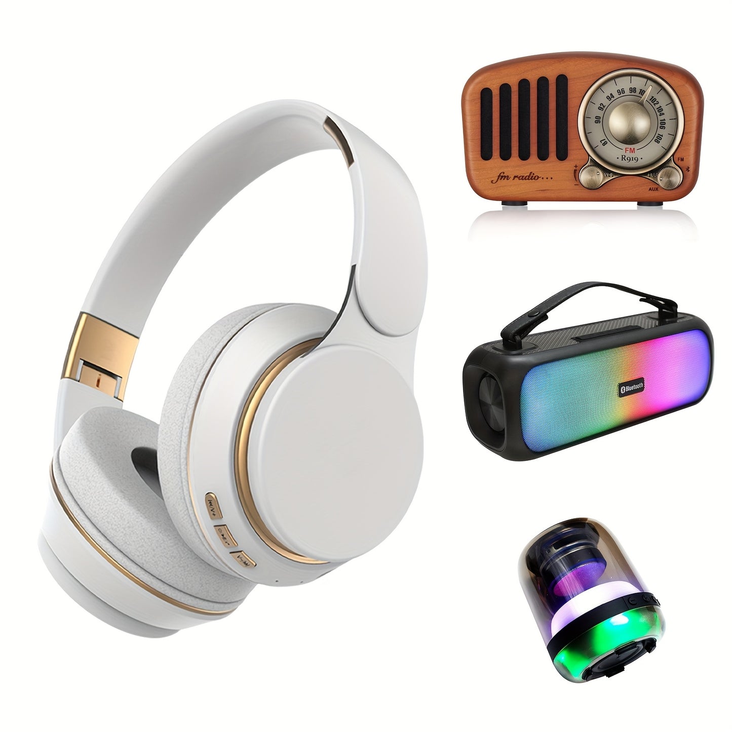 07S Wireless Over-ear Headphones - Hifi Surround Bass, Foldable Design, 400mAh Battery | Wireless, Wired, TF Card, Radio Mode for Sports, Games