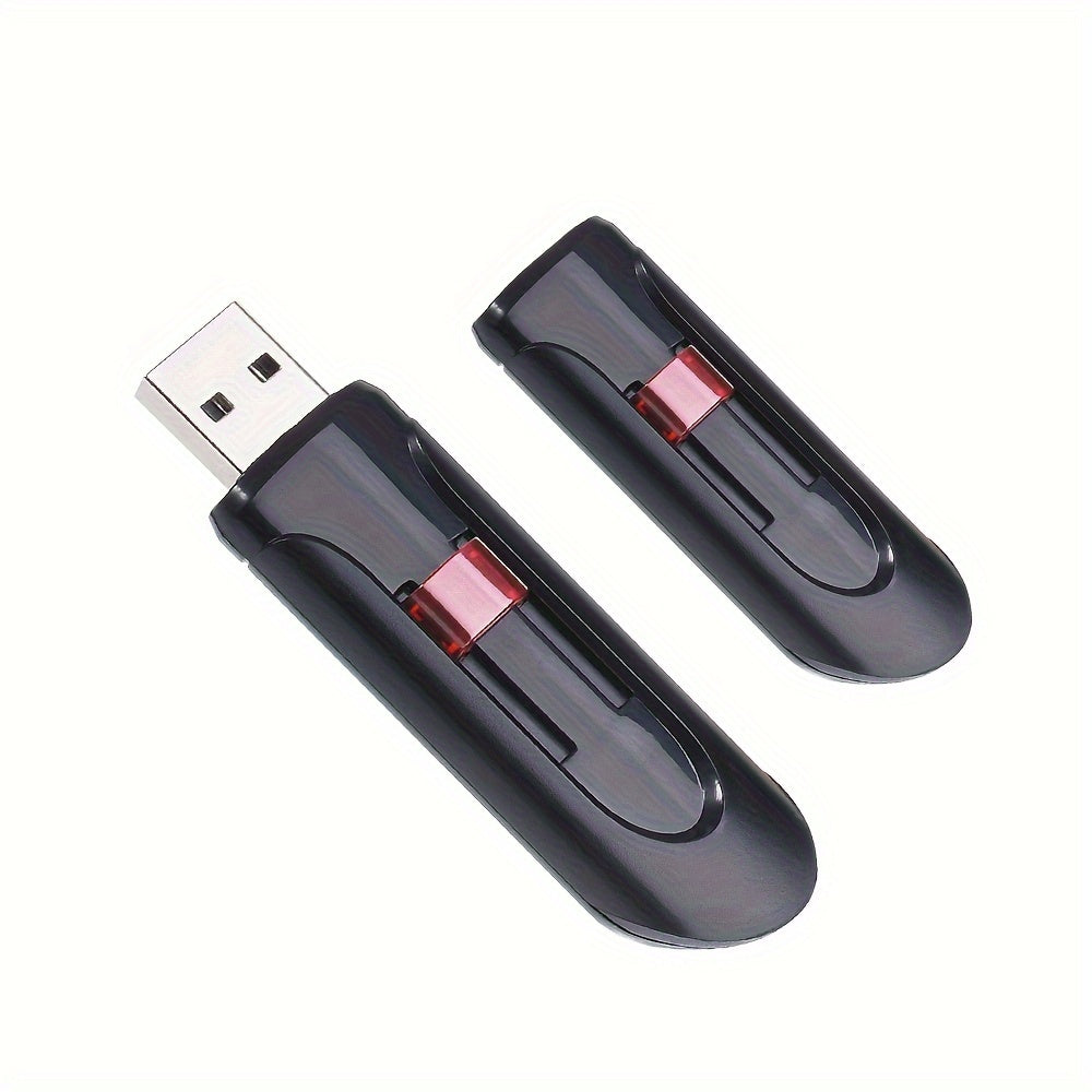 64GB Retractable USB Flash Drive - Durable Black Pen Drive with Red Slide, High-Speed Memory Stick for Business Gifts, Portable & Reliable Mini U Disk for Windows & MacOS