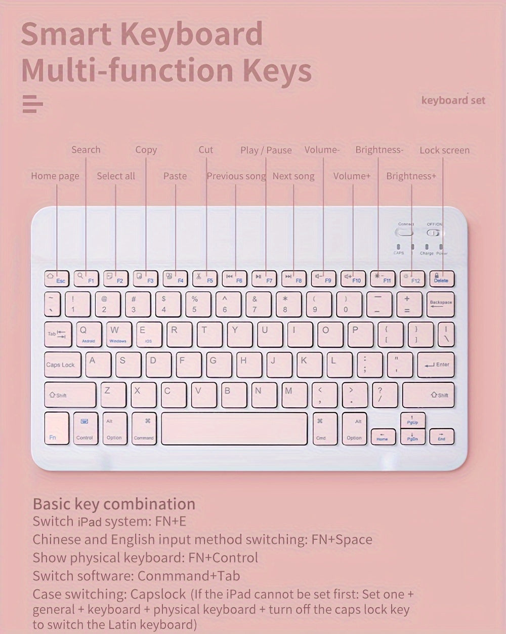 Ultra-Slim Portable BT Keyboard - Wireless Keyboard And Mouse Set, Suitable For IPad, Tablet, Laptop, Office Computer