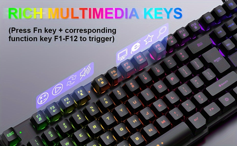 All-in-one Combo for PC Gamers: Wired Gaming Keyboard and Mouse, Headset, Mouse Pad for Xbox and PS4 Users